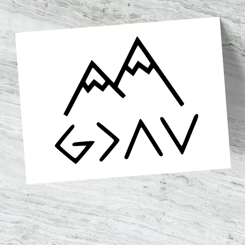 May include: Black and white graphic design with a mountain range and the text "G>AV".