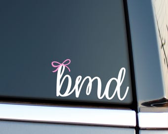 Monogram Car Decal, Coquette Bow, Waterproof Car Accessory - lowercase