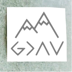 May include: A gray mountain range graphic with the text "G>AV" below it. The graphic is on a white background.