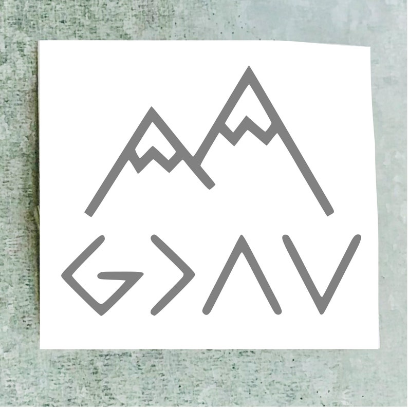 May include: A gray mountain range graphic with the text "G>AV" below it. The graphic is on a white background.
