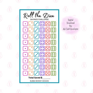 Saving Challenges, Roll the Dice, Emergency Fund, A6 Digital Download, Cash Stuffing Challenge Binder Printable // Digital Download