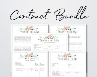 Photography Contract Template Bundle - Photography Template Set - Photographer Form Bundle Set - Contract Bundle Marketing Kit Model Release