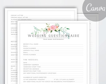 Wedding Photography Questionnaire Template - Pre Wedding Consultation Client Questionnaire Wedding Photographer Business Checklist Timeline
