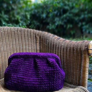 Handmade Velvet Bag, Evening Crochet Pouch Bag, Knitted Clutch Bag image 5