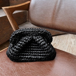 Handgefertigte Leder Schnur häkeln Clutch, Abend-Party-Tasche