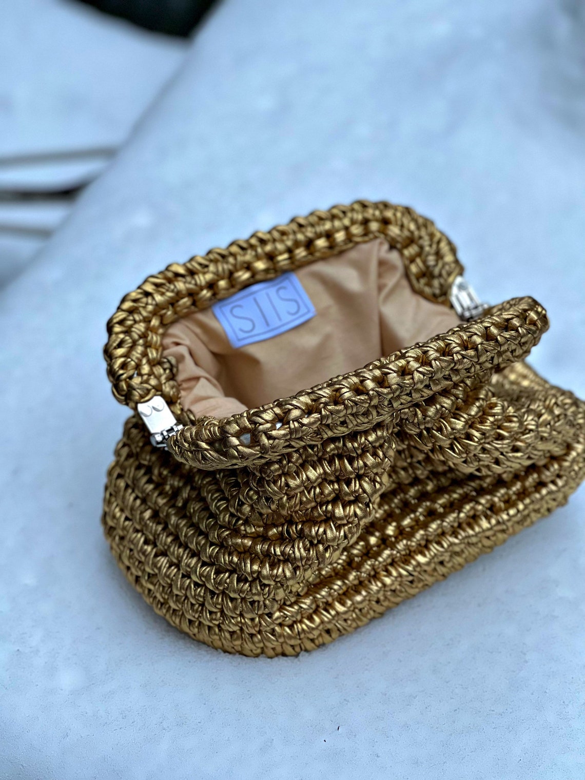 Metallic Raffia Bag Silver Raffia Clutch Handmade Raffia - Etsy