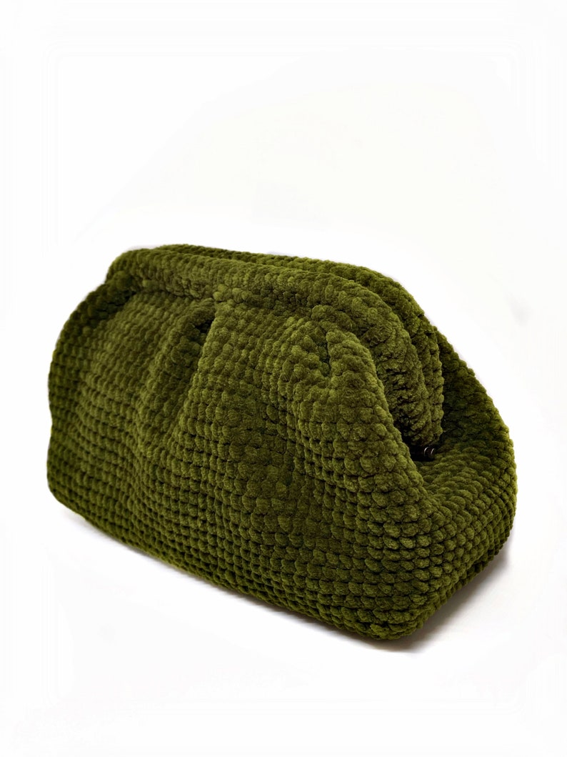 Handmade Velvet Bag, Evening Crochet Pouch Bag, Knitted Clutch Bag image 2