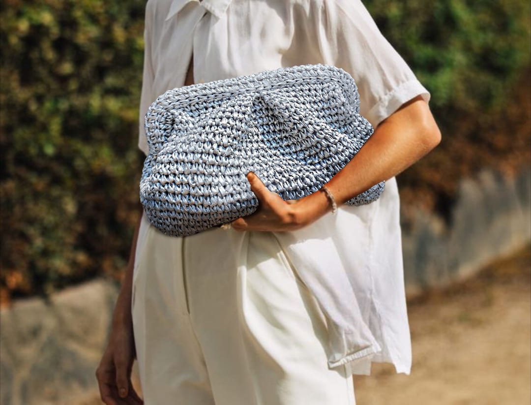 Gold Raffia Bag Silver Raffia Clutch Handmade Raffia Bag Evening Crochet Pouch Bag Knitted Clutch Bag Raffia Clutch Etsy Ireland