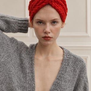 100% Pure Wool Crochet Turban Hat, Handmade Winter Head Wrap, Warm Knit Turban, Stretchy One Size Women’s Wool Hat, Gift for Her