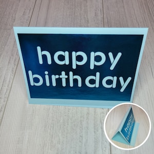 carte découpée en aluminium à trois volets de joyeux anniversaire | de voeux | Paysage 4x6
