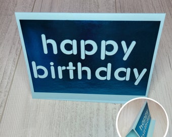 Trifold Happy Birthday Foil Cut Out Card | Greeting Card | 4x6 Landscape