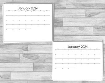 2024 Minimalist Printable Calendars | Landscape | Letter 8.5x11