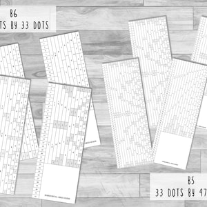 B5 & B6 Journal Grid Guides with and without spacing - Print Your Own | 33x47 dots and 23x33 dots