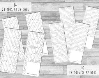B5 & B6 Journal Grid Guides with and without spacing - Print Your Own | 33x47 dots and 23x33 dots