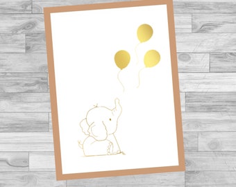 Congrats Baby Elephant | Congratulations, Baby Shower, Birthday Card | 4x6 Portrait