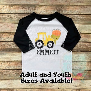 Pumpkin Tractor Shirt, Kids Fall Shirt, Toddler Pumpkin TShirt, Infant Tractor Shirt, Pumpkin Patch Shirt, Personalized Thanksgiving Tee