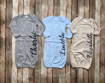 personalized baby gowns and hats
