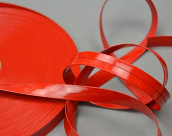 Patent Red Faux Leather Ribbon: 15mm Vegan Trimming Strap