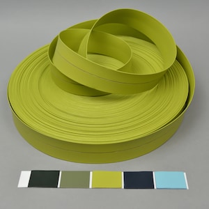 Lime Green 30mm Italian Faux Leather Flat Folded Ribbon Trimming Tape Strap Belt PU Vegan Fashion Textile Shoes Bags Accessories Cosplay DIY