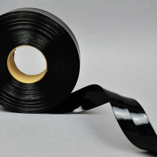 Patent Black 30mm Italian Faux Leather Flat Folded Ribbon Trimming Tape Strap Belt PU Vegan Fashion Textile Shoes Bags Accessories Cosplay