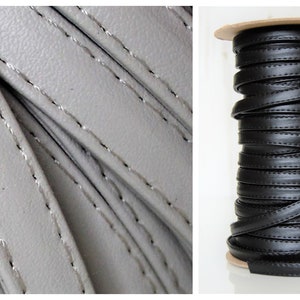 Vegan Faux Leather Strap: Double Stitched Bag Belt Trim - 10/20mm