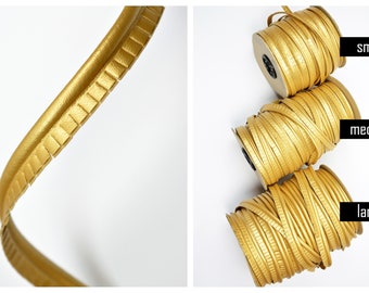 NBEADS Gold Piping Bias Tape With Welting Cord – 1/2 Inch Wide, 38.3 Yards, Metallic Lip Trim For Upholstery & Clothing DIY-1047375