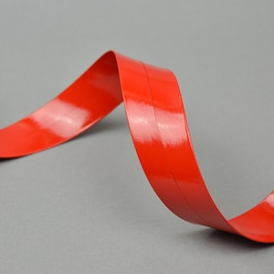 Patent Red 30mm Italian Faux Leather Flat Folded Ribbon Trimming Tape Strap Belt PU Vegan Fashion Textile Shoes Bags Accessories Cosplay