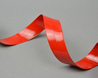 Patent Red Faux Leather Ribbon: 30mm Vegan Trimming Strap