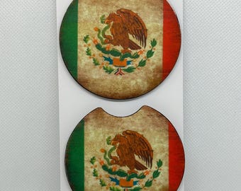 Sous-verres de voiture, sous-verres de voiture mignons, lot de 2 sous-verres de voiture, sous-verres de voiture de la fierté mexicaine, sous-verres de voiture Loteria, cadeaux de moins de 10 ans, accessoires de voiture