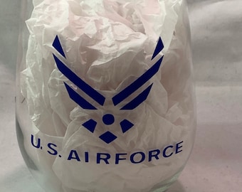 Calice da vino senza stelo per mamma militare, calici da vino personalizzati, calice da vino per moglie dell'esercito, calice da vino per marines, calice da vino per aeronautica militare, calice da vino per la marina militare,