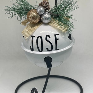 Personalized Christmas bell ornament, jingle bell ornament, rustic farmhouse ornament, personalized bell ornament