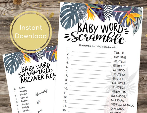 Word Scramble Game Word Scramble Baby Shower Games Unscramble Etsy