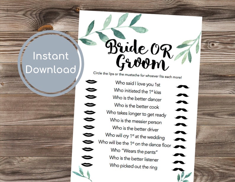 Bride Or Groom Game Bride Or Groom Guess Who He Said She ...