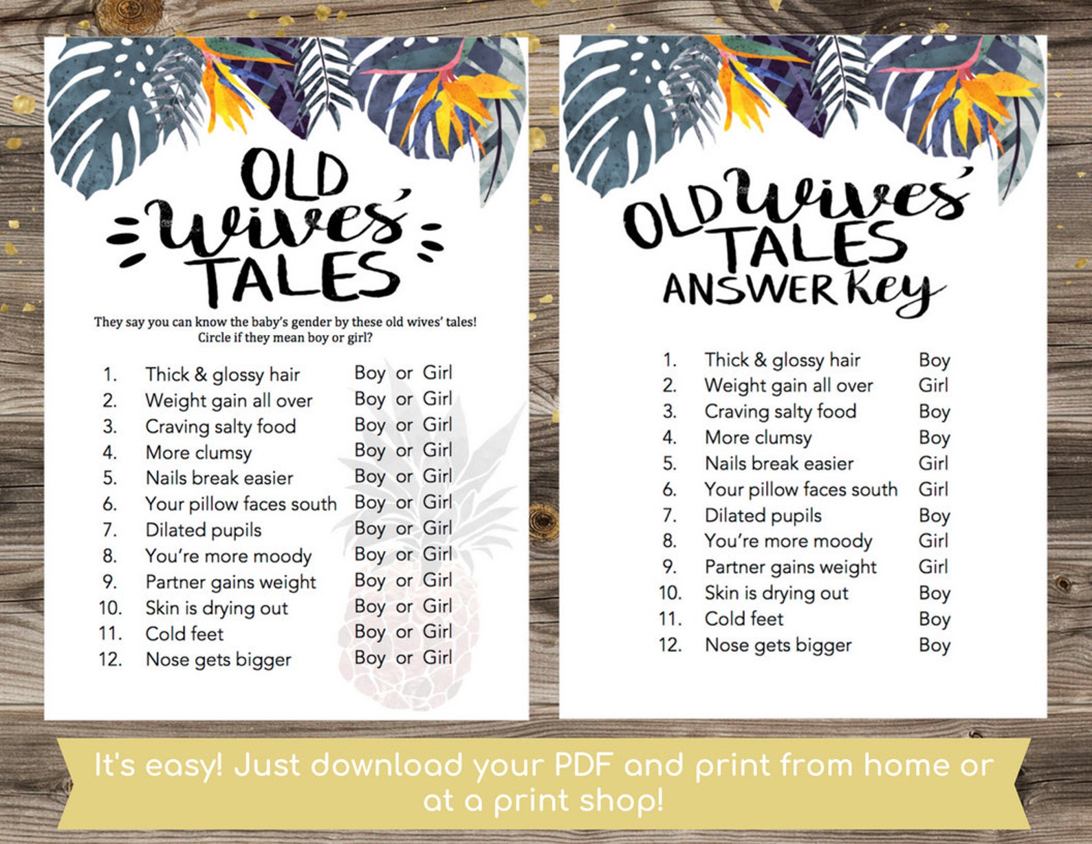 old wives tale game old wives tale for gender etsy
