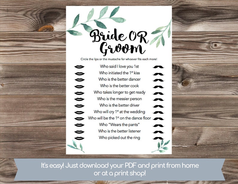 Bride Or Groom Game Bride Or Groom Guess Who He Said She