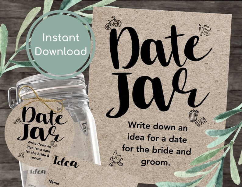Date Jar Sign Date Jar Tag Date Jar Wedding Shower Game Shower | Etsy