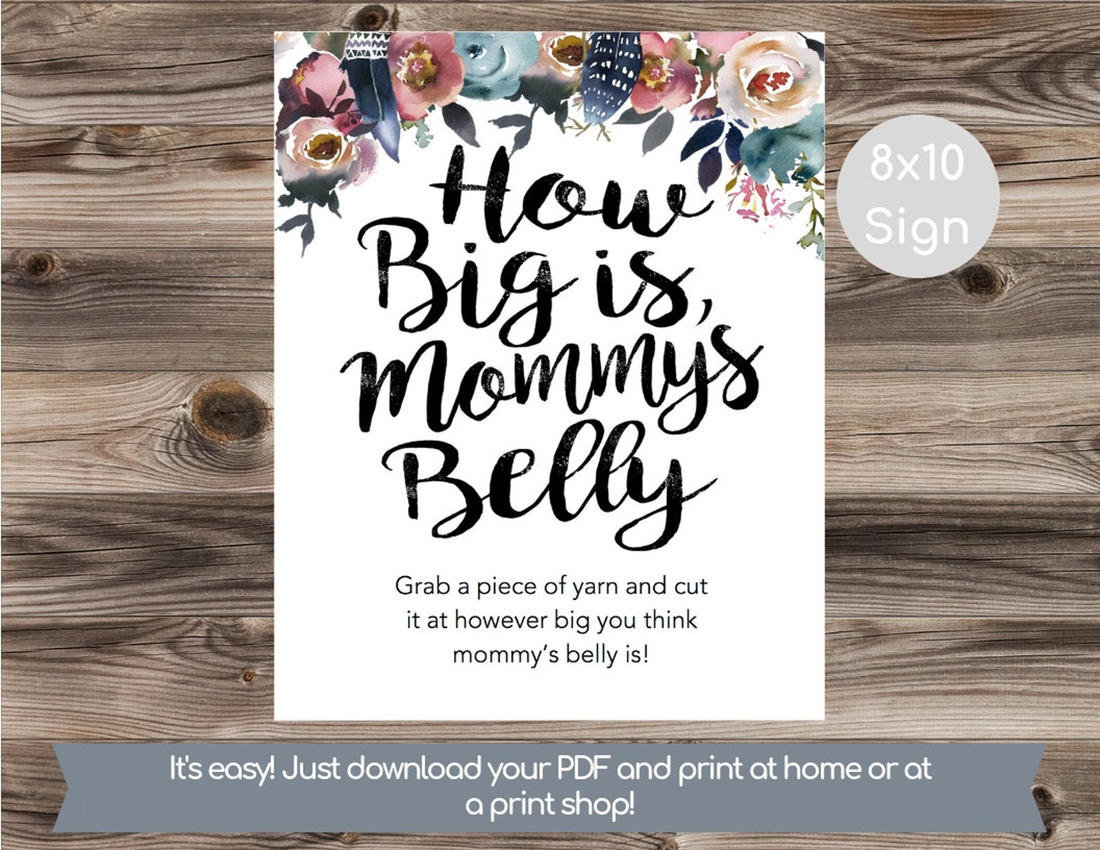 How Big is Mommys Belly Printable Baby Shower Games Mummys | Etsy