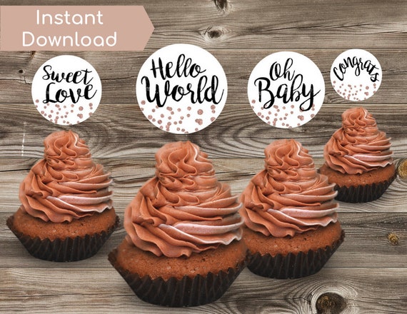 gold baby shower cupcake toppers