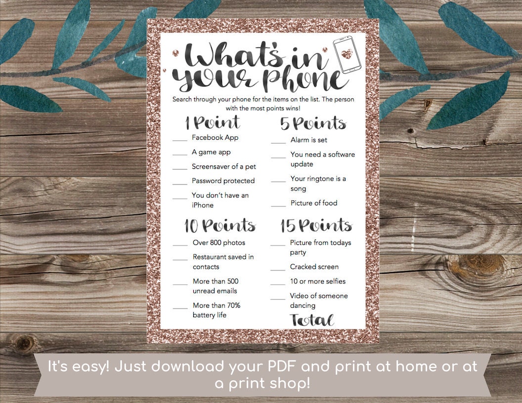 Whats In Your Phone Bridal Shower GameBridal GamesWhats In Etsy