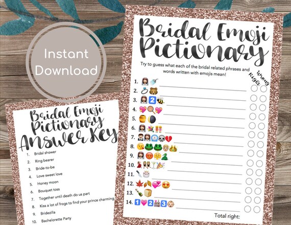 Bridal Emoji Pictionary Bridal Shower Emoji Game Wedding Emoji Etsy