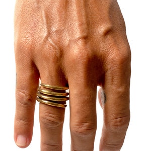 Spiral Ring For Men, Brass Wrap Rings, Cool Mens Rings, Gold Jewelry Gift, Coil Ring, Chunky Stacking Ring, Handmade Jewelry Gift,Twist Ring