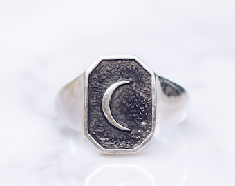 Moon Ring Men, Crescent Moon Ring, Sterling Silver Jewelry, Celestial Ring, Islamic Ring, Turkish Ring For Women, Witchy Ring, Wicca Gift