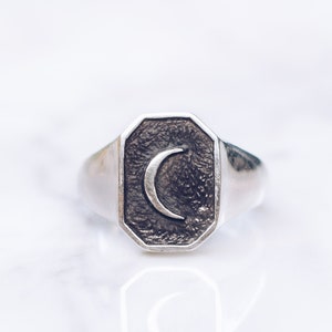 Crescent Moon Ring for Women and Men, Sterling Silver Moon Jewelry, Celestial Rings