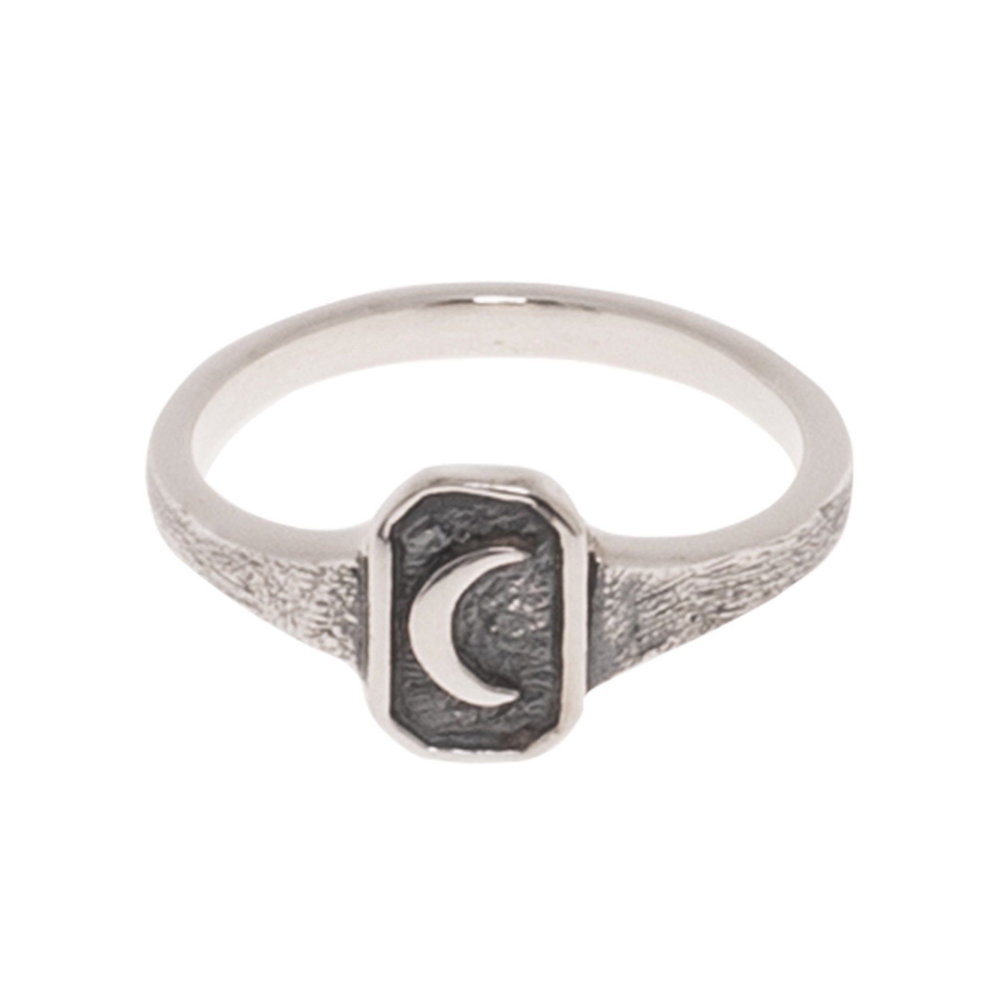 豪華ラッピング無料 Silver Crescent Moon Ring, Rugged Moon Ring, Carved Moon アクセサリー