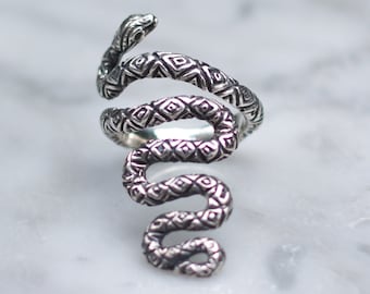 Anel de cobra prateado para mulheres, anel de cobra gótico, anel de serpente, anel de serpente minimalista.