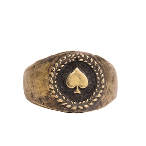 Bague pique - Bagues en laiton cool pour hommes et femmes - Bague As de pique - Bague club de bijoux de poker