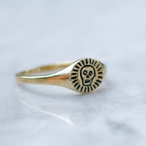 Ring kleine ronde schedels | Day of the Dead, unisex mini happy-schedelring, punkrock, schedelsieraden voor mannen of vrouwen