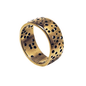 Modern Band Ring | Mens Modern Gold Brass Ring, Unique Womens Ring, Band Rings Mens and Women Ring Size