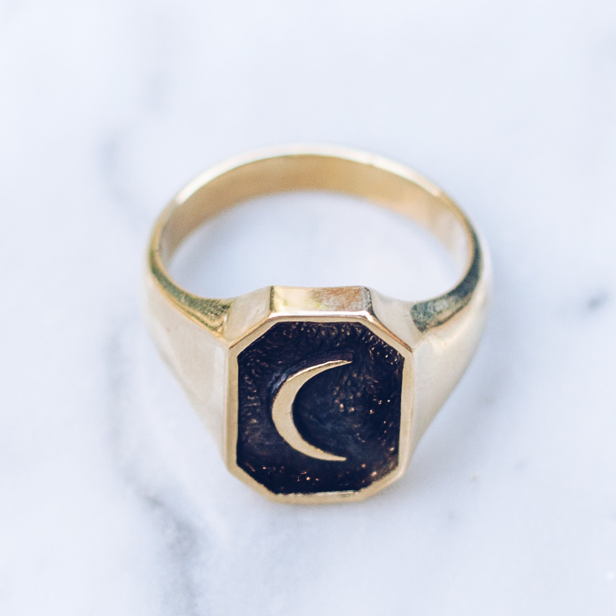 Gold crescent moon ring sale
