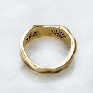 Rugged Abstract Band Ring Gold Brass Unique Mens Band Rings, Hammered Ring, Pinky Ring image 9